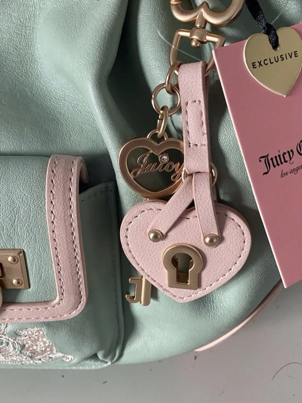 Juicy‎ Couture Royal To Juicy Satchel Bag In Frosty Green Pink W/Charm VIRAL NEW